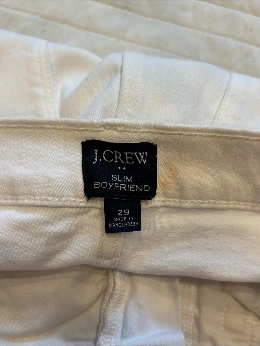 J.Crew Slim Boyfriend Jeans White Cream Denim Women's Size 29